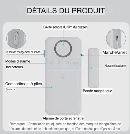 🔒 Alarme Magnétique de Porte & Fenêtre – Sécurité Instantanée