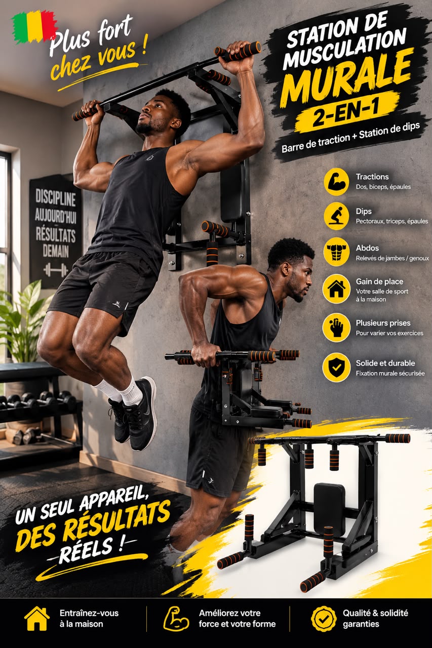 💪🔥 Station de Musculation Murale 2-en-1