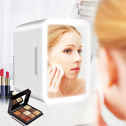 ✨ Mini Frigo Miroir LED – L’Indispensable Beauté & Confort