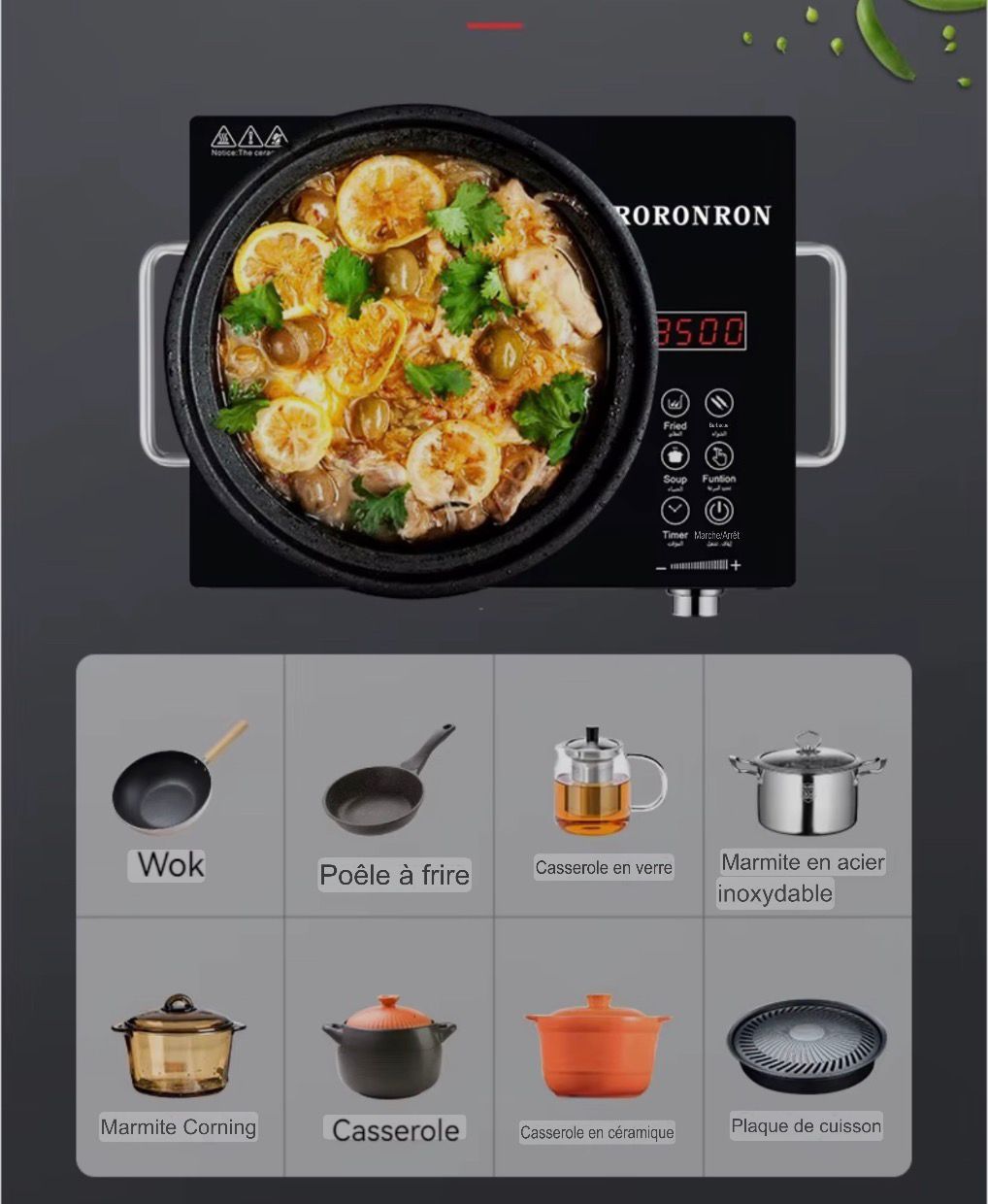 🔥 Plaque Vitrocéramique Électrique 2200W – Cuisine Moderne; Rapide