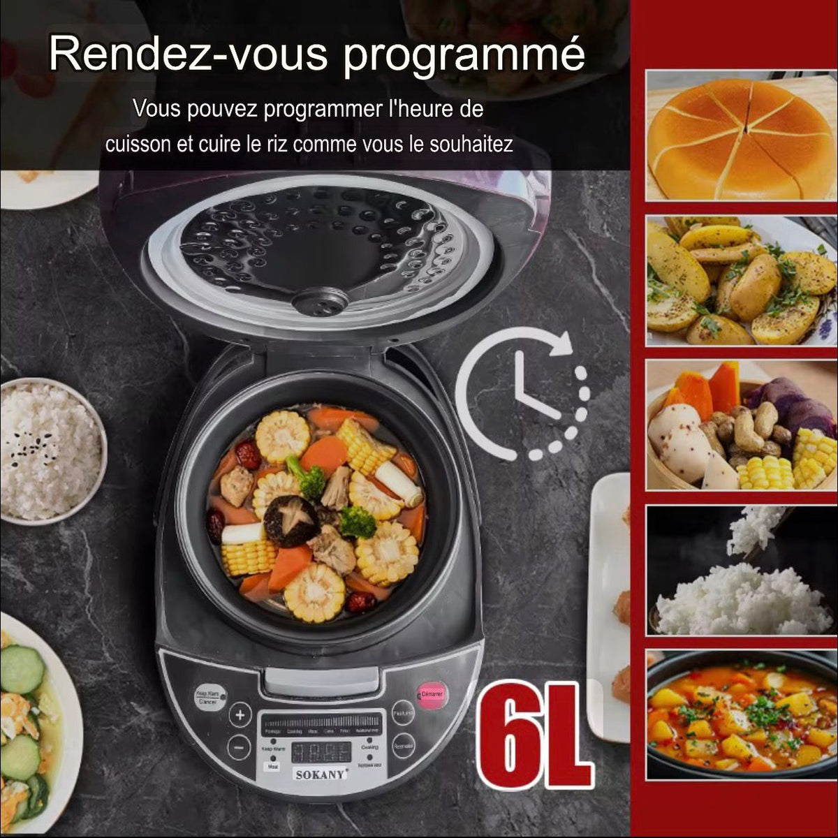 🍚 Cuiseur de Riz Intelligent 6L – La Cuisine Sans Stress